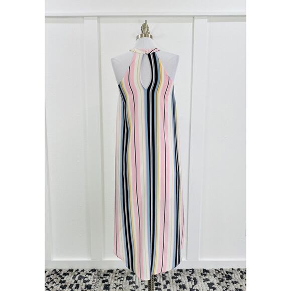 Almost Famous Dress Women's Small Striped High Low Sleeveless Jewel Neckline - Picture 2 of 6